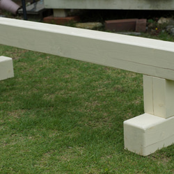 子供ベンチ　木製　平均台 無垢材　一本橋　ホワイト　白　アイボリー腰掛 6枚目の画像