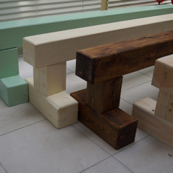 子供ベンチ　木製　平均台 無垢材　一本橋　ホワイト　白　アイボリー腰掛 1枚目の画像