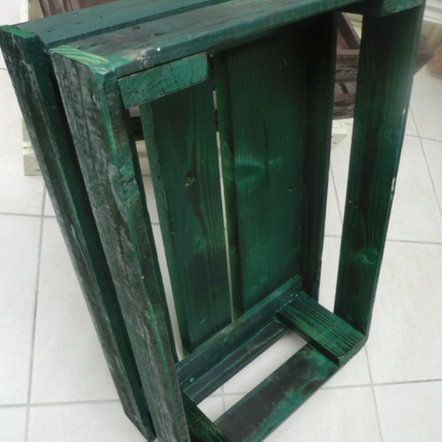 木箱 トロ箱 ウッドプランター ガーデンニングボックス 緑 グリーン