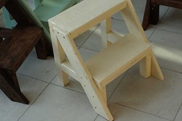 花台 踏み台　子供椅子　プランター台　ステップスツール　アイボリー 4枚目の画像