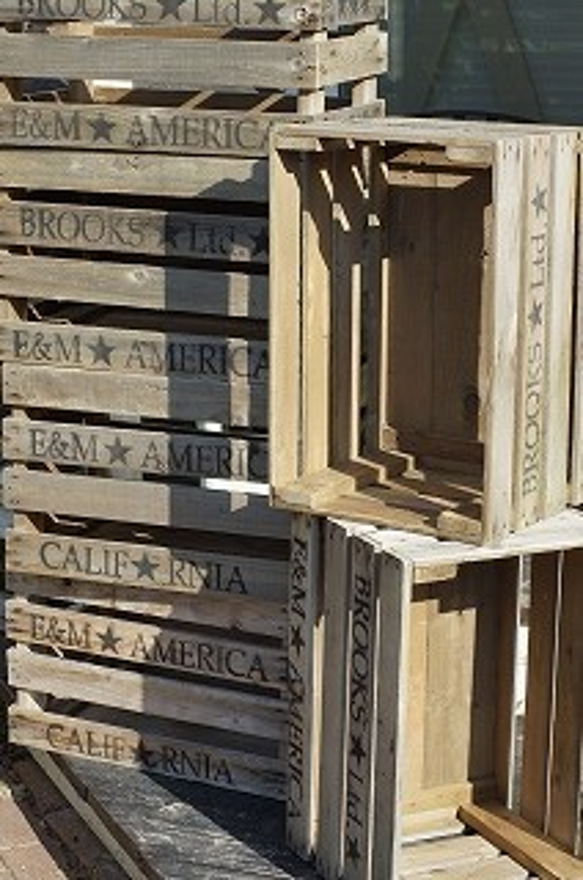 ハンドメイド木箱 　古い箱　コンテナ　アンティーク風　廃材　ヴィンテージ　 3枚目の画像