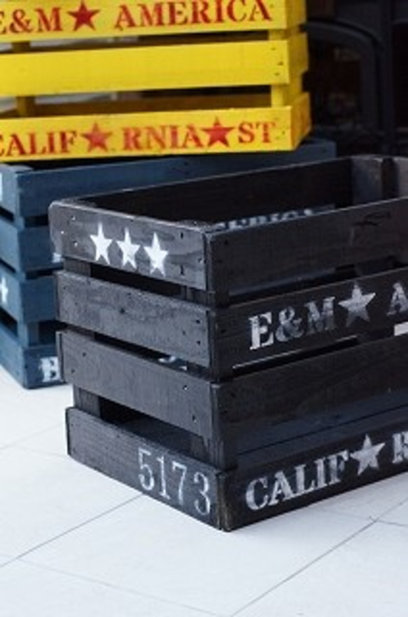 アンティーク木箱 　コンテナ　廃材　アメリカ雑貨　黒色 2枚目の画像