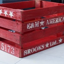 アンティーク木箱 　コンテナ　廃材　アメリカ雑貨　紺色 1枚目の画像