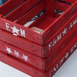 アンティーク木箱 　コンテナ　廃材　アメリカ雑貨　紺色 2枚目の画像