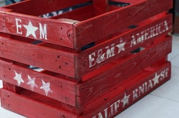 アンティーク木箱 　コンテナ　廃材　アメリカ雑貨　紺色 3枚目の画像
