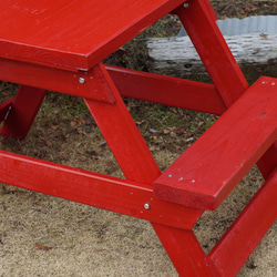ガーデンテーブル　ピクニックテーブル　子供机　ちゃぶ台　赤 4枚目の画像