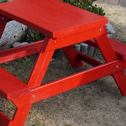 ガーデンテーブル　ピクニックテーブル　子供机　ちゃぶ台　赤 6枚目の画像