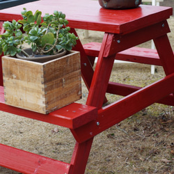 ガーデンテーブル　ピクニックテーブル　子供机　ちゃぶ台　赤 7枚目の画像
