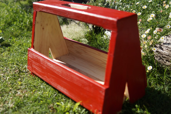 ツールボックス　園芸道具入れ　DIY道具箱　スツール　椅子　 ガーデニング台　赤 7枚目の画像