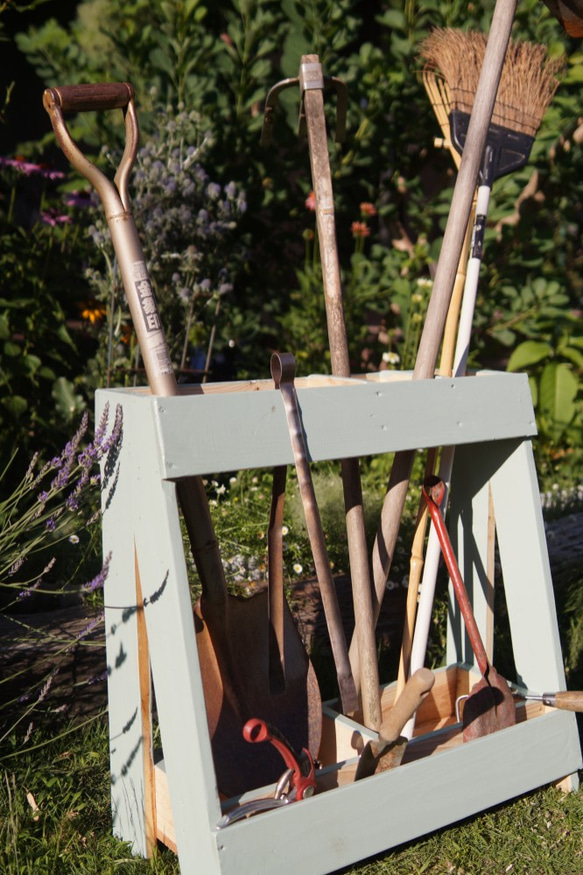 ツールスタンド　園芸道具　 ガーデニング　傘立て　ほうき立て　ミント 1枚目の画像