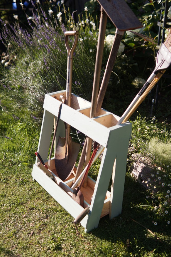 ツールスタンド　園芸道具　 ガーデニング　傘立て　ほうき立て　ミント 3枚目の画像