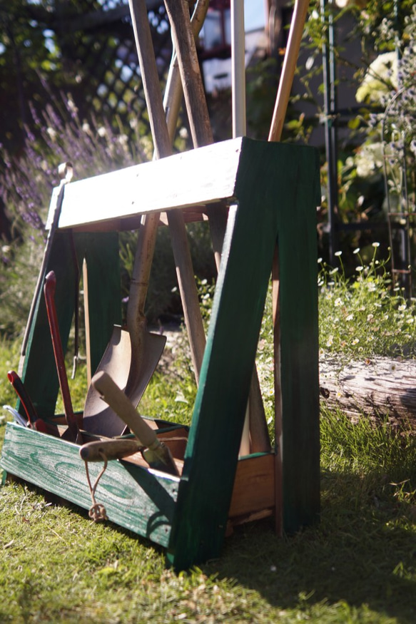 ツールスタンド　園芸道具　 ガーデニング　傘立て　ほうき立て　緑 3枚目の画像