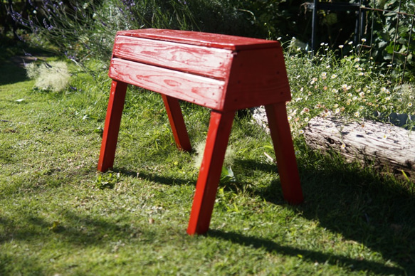 ソーホース　ベンチ　椅子　プランター台　 作業台 万能型 ワークベンチ 木製 車止め　 赤 7枚目の画像