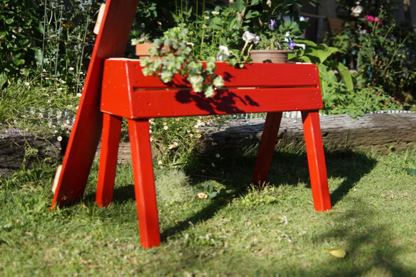 ソーホース　ベンチ　椅子　プランター台　 作業台 万能型 ワークベンチ 木製 車止め　 赤 8枚目の画像