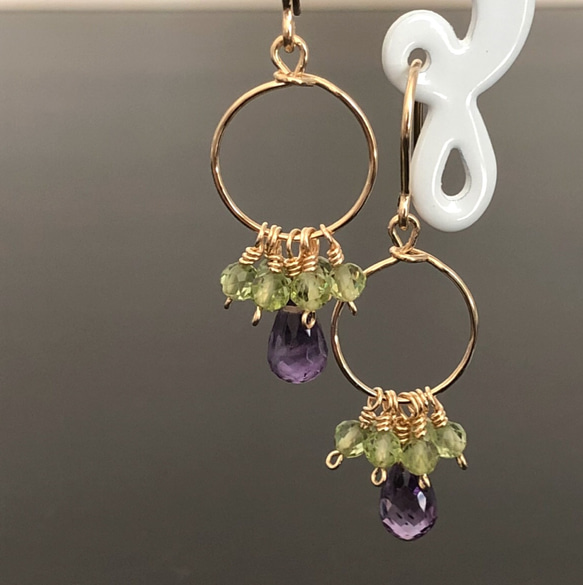 【14kgf】アメジスト×ペリドット＊ピアス        Ω 人気・おすすめ｜売れ筋商品・話題商品におすすめ 品質チェック済み 安心配送 国内在庫あり・安心サポート付き