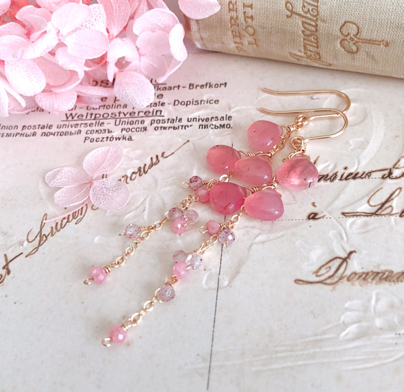 No.39◇天然石ピアス◇ローズクォーツ◇ディープローズクォーツ