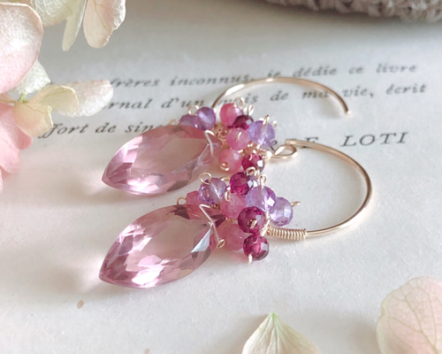 再販＊【14kgf】クンツァイトカラークォーツ(ハイドロクォーツ)×小粒  