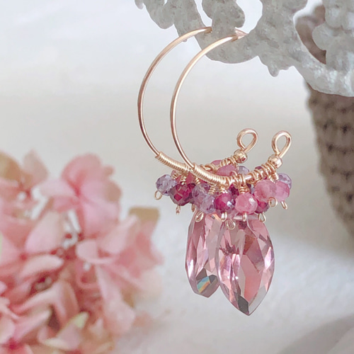 再販＊【14kgf】クンツァイトカラークォーツ(ハイドロクォーツ)×小粒  