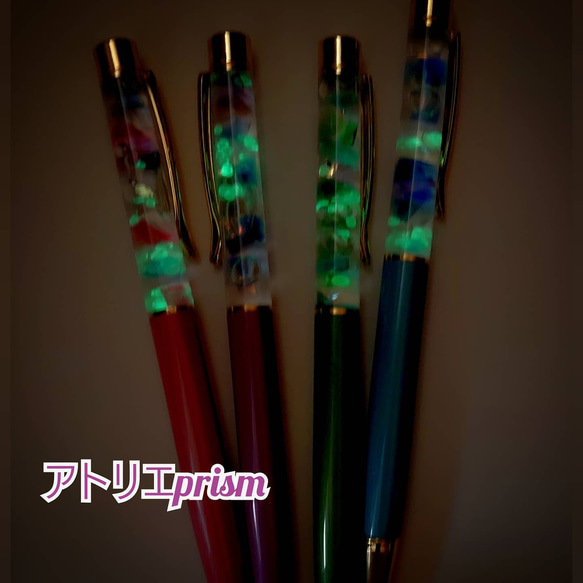 キラキラガラスのボールペン【グリーン】 3枚目の画像