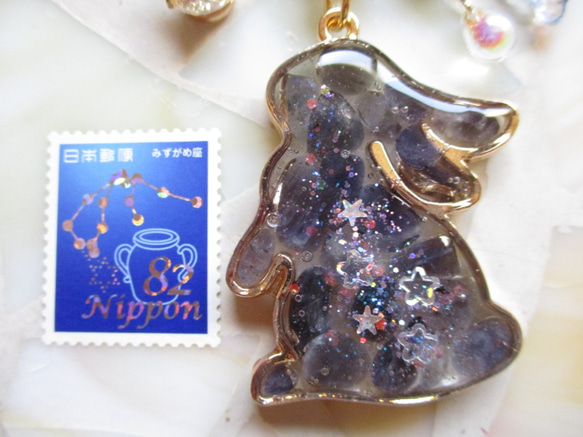 ◇1873完売 ✨アイオライトの星うさぎ　バッグチャーム ※重いです。 5枚目の画像