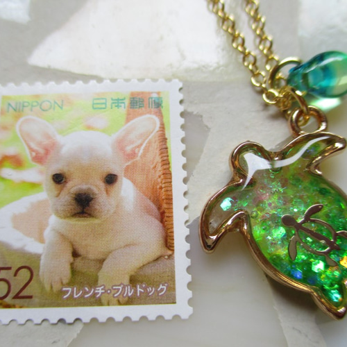 展示用/レジン/幻想の親子うさぎ 蓄光 オルゴナイトネックレス 展示用