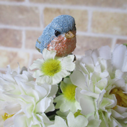 ◇28 青い小鳥とお花のアクセサリースタンド ※小物掛け・１点物 5枚目の画像