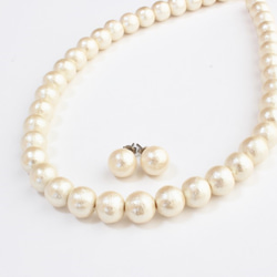 再5個 コットンパールセット ネックレス&ピアス ネックレス