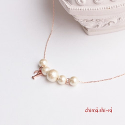 [再次上架60件]棉花珍珠首飾項鍊粉紅金 第1張的照片