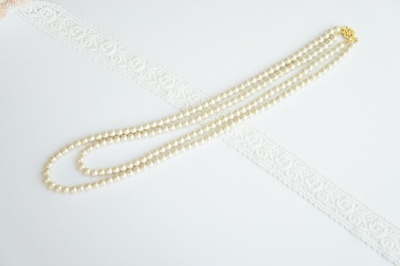 【再次上架28件】棉珍珠2項鍊 第1張的照片