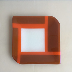 焦橘色系列　方形盤 第1張的照片