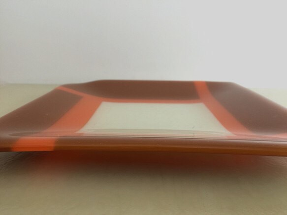 焦橘色系列　方形盤 第2張的照片