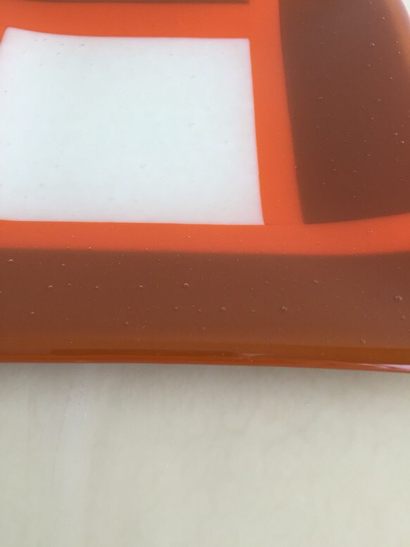 バーンオレンジのシリーズ  四角皿 3枚目の画像