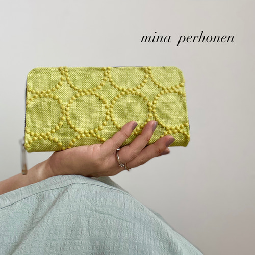 再再販！ミナペルホネン 財布 タンバリン イエロー×イエロー 長財布