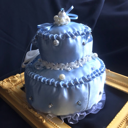 リングピロー【夢のウェディングケーキ】サムシングブルー　送料無料　ウェディング　結婚式 2枚目の画像