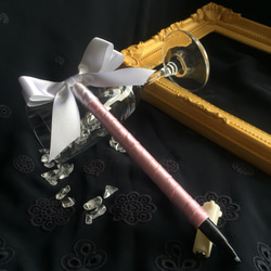 再販リボンペン【薄ピンク結婚式のペン】ゲストブック　記帳用　ブライダル　フラワーペン 1枚目の画像