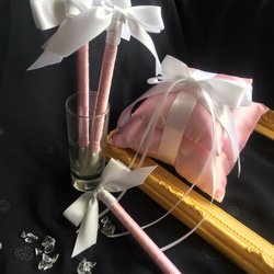 再販リボンペン【薄ピンク結婚式のペン】ゲストブック　記帳用　ブライダル　フラワーペン 3枚目の画像