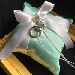 再販リングピロー【Tiffanyブルー】ウェディング　結婚式　ティファニー 　ビジュー 1枚目の画像