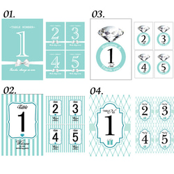 テーブルナンバー５枚セット【ハガキサイズ】ティファニーブルー　ウェディング　結婚式　ブライダル　 サムシングブルー 3枚目の画像