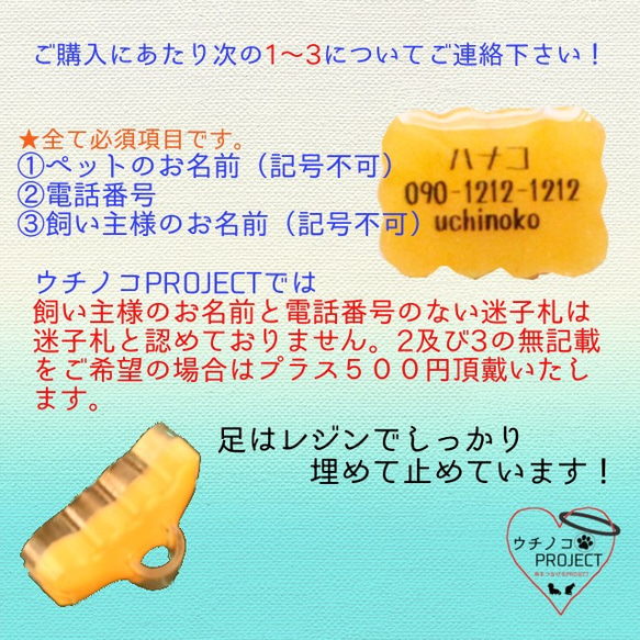 【今ある首輪につけられる！】ブラブラしない　ウチノコ迷子札★ネームタグ 6枚目の画像