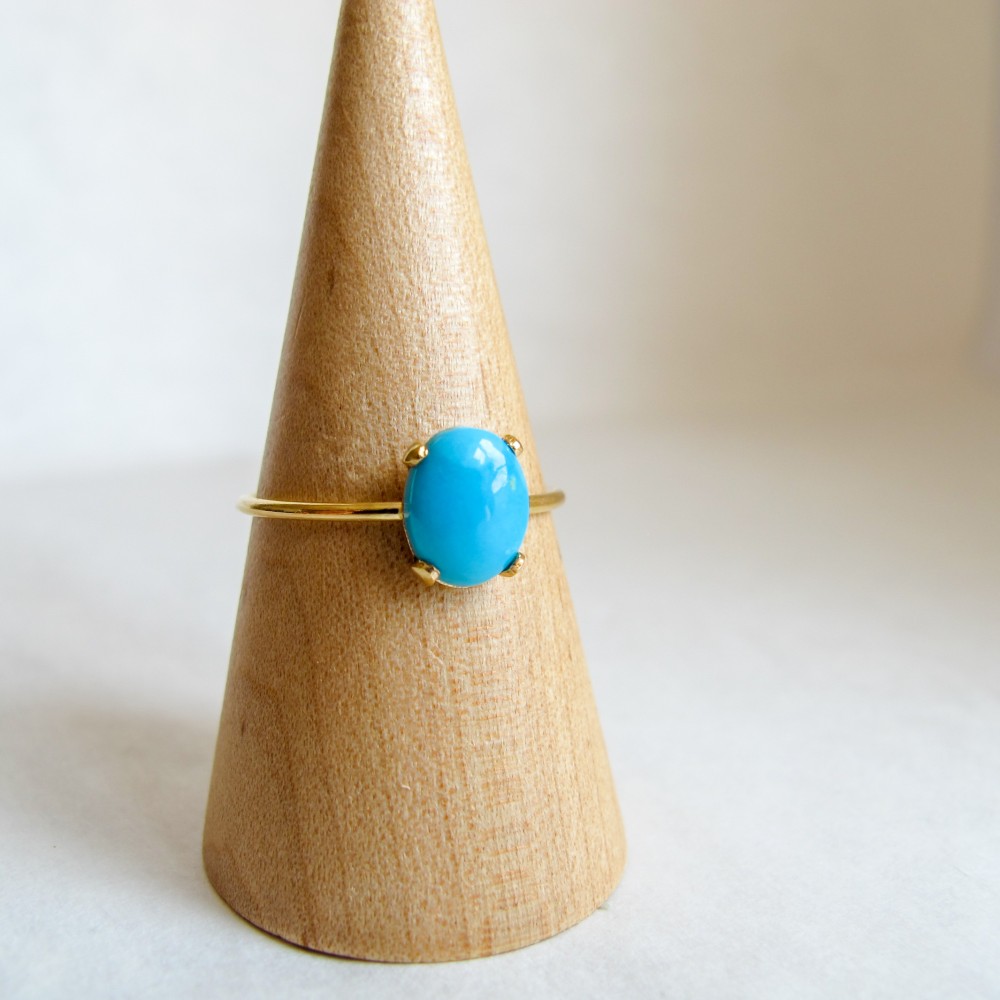 天然石ターコイズ14kgfリング（8×6㎜）