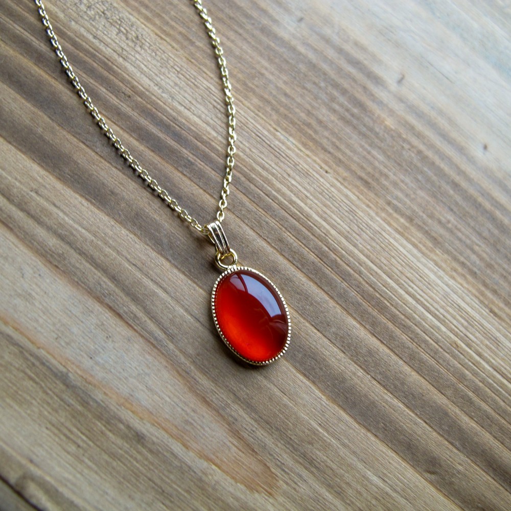 天然石レッドアゲートネックレス（14×10㎜） ネックレス