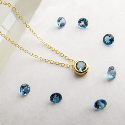 天然石ロンドンブルートパーズ14kgfベゼルネックレス 1枚目の画像