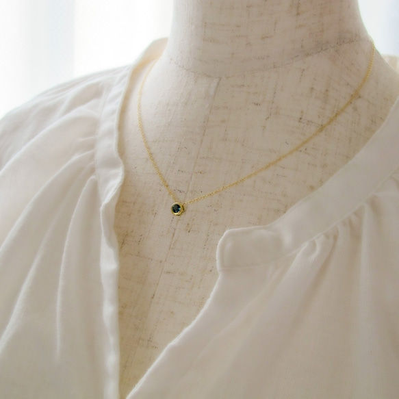 天然石ロンドンブルートパーズ14kgfベゼルネックレス 2枚目の画像