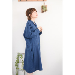 ◇◆linen highneck dropshoulder longonepiece_blue 2枚目の画像