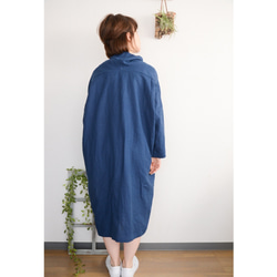 ◇◆linen highneck dropshoulder longonepiece_blue 3枚目の画像