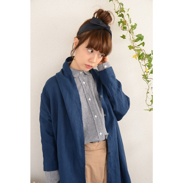 ◇◆linen highneck dropshoulder longonepiece_blue 5枚目の画像