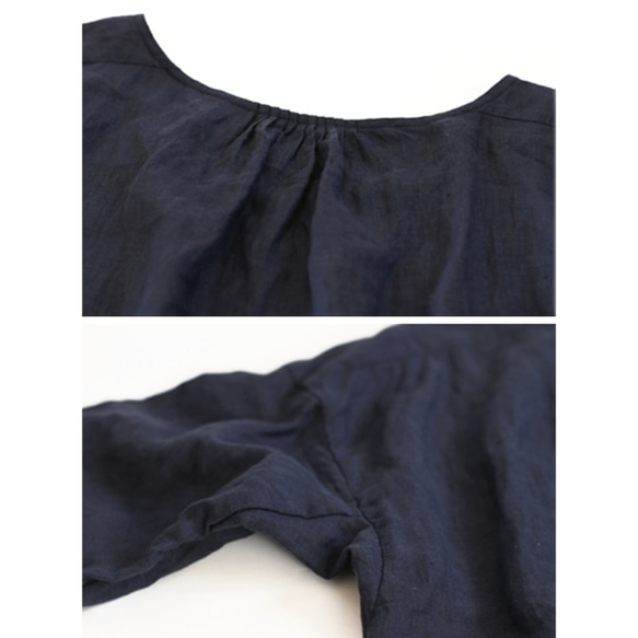 ◇◆linen pintuck blouse_navy 5枚目の画像