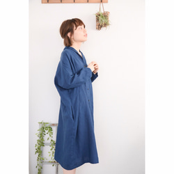 ◇linen highneck dropshoulder longonepiece_blue 2枚目の画像