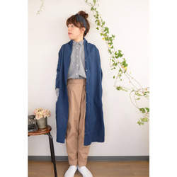 ◇linen highneck dropshoulder longonepiece_blue 4枚目の画像