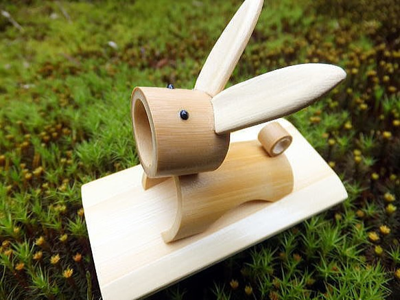 再】竹細工～可愛い竹細工・干支うさぎ 立体・オブジェ ひだまり竹工房